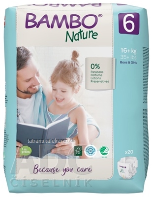 BAMBO 6 (16-30 kg) detské plienkové nohavičky, priedušné 1150 ml (inov.2020) 1x20 ks