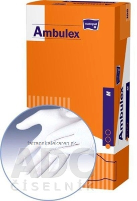 Ambulex rukavice LATEXOVÉ veľ. M, nesterilné, pudrované 1x100 ks