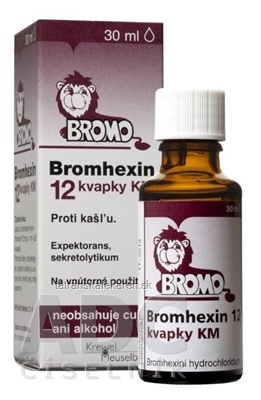 BROMHEXIN 12 KVAPKY KM gtt por (liek.skl.hnedá+kvapkadlo) 1x30 ml