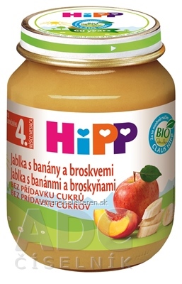 HiPP Príkrm 100% Ovocie Jablká, banány a broskyne nová receptúra 2016 (od ukonč. 4. mesiaca) 1x125 g