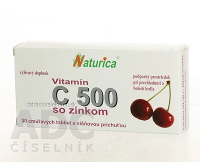 Naturica VITAMÍN C 500 mg so zinkom tbl (cmúľavé tablety) 1x30 ks