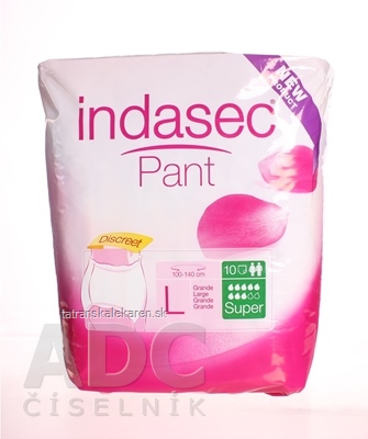 Indasec Pant Super L plienkove nohavičky navliekacie, boky 100-140 cm, savosť 1900 ml, 1x10 ks