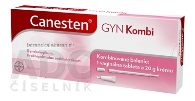 Canesten GYN Kombi tbl vag (blis.Al) 1x500 mg + crm der (tuba Al) 1x20 g, 1x1 set