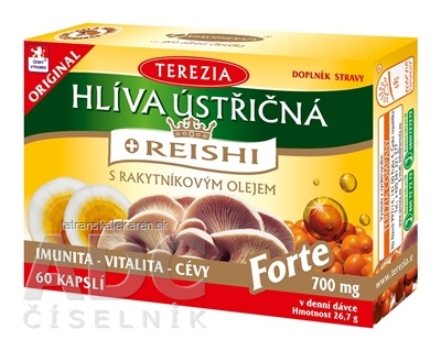 TEREZIA HLIVA USTRICOVITÁ + REISHI s rakytníkovým olejom Forte cps 1x60 ks