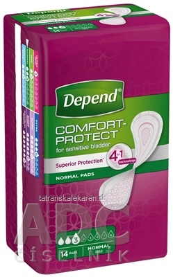 DEPEND NORMAL inkontinenčné vložky pre ženy, 9x25 cm, savosť 250 ml, 1x14 ks
