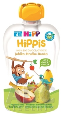 HiPP HiPPis 100% Ovocie Jablko Hruška Banán kapsička (od ukonč. 4. mesiaca) ovocný príkrm 1x100 g