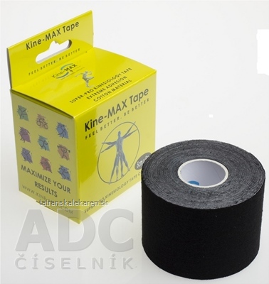 Kine-MAX Super-Pro Cotton Kinesiology Tape čierna tejpovacia páska 5cm x 5m, 1x1 ks