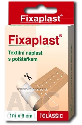 FIXAplast CLASSIC náplasť textilná a vankúšikom 1m x 6cm, 1x1 ks