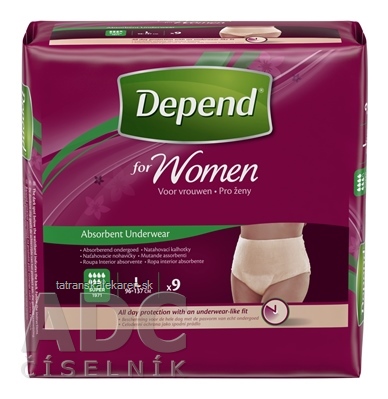 DEPEND SUPER L pre ženy naťahovacie nohavičky 1x9 ks