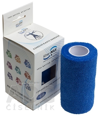 Kine-MAX Cohesive Elastic Bandage elastické samofixačné ovínadlo, 10cm x 4,5m, modré 1x1 ks
