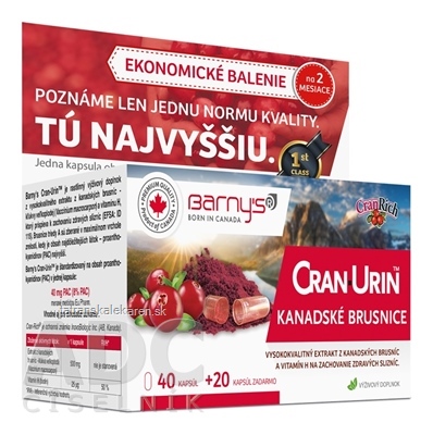 Barnys CRAN-URIN KANADSKÉ BRUSNICE cps 40+20 zadarmo (60 ks)