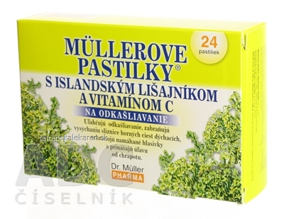 MÜLLEROVE PASTILKY S ISLAND. LIŠAJNÍKOM A VIT. C (na odkašliavanie) 1x24 ks