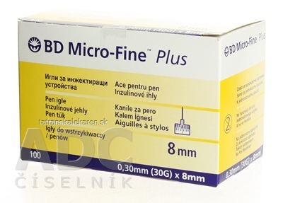 BD MICRO FINE PEN NEEDLE 30G  - ihly do aplikátorov inzulínu (0,30 x 8 mm) 1x100 ks