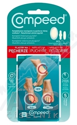 Compeed NÁPLASŤ na pľuzgiere MIX (2x stredná na päty + 2x malá + 1x malá na prsty) 1x5 ks