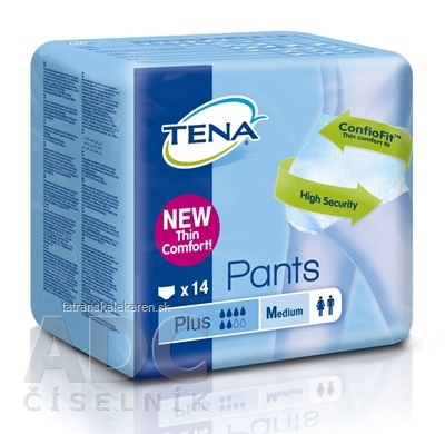 TENA PANTS PLUS MEDIUM naťahovacie absorpčné nohavičky (inov.2014), savosť 1440 ml, obvod bokov 80-110 cm, 1x14 ks