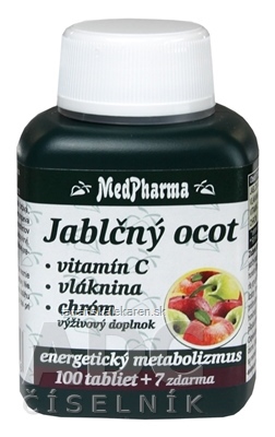 MedPharma JABLČNÝ OCOT, VIT C, VLÁKNINA, CHRÓM tbl 100+7 zadarmo (107 ks)