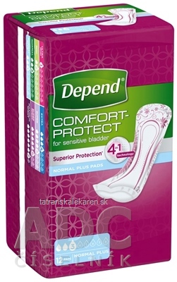 DEPEND NORMAL PLUS inkontinenčné vložky pre ženy, 10x28 cm, savosť 365 ml, 1x12 ks
