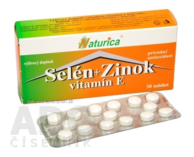 Naturica SELÉN + ZINOK, vitamín E tbl 1x30 ks