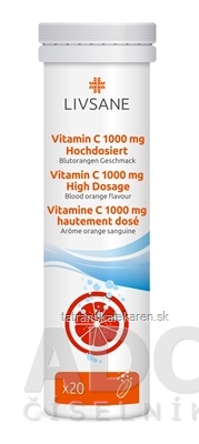 LIVSANE Vitamín C 1000 mg Vysoká dávka tbl eff príchuť červený pomaranč 1x20 ks