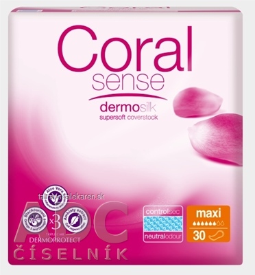 Coral Sense Maxi vložky inkontinenčné, pre ženy, 41 cm, 1x30 ks