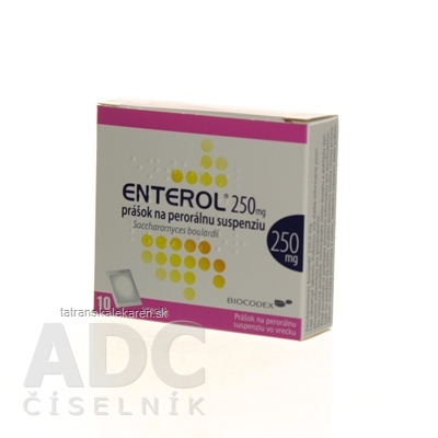 Enterol 250 mg prášok na perorálnu suspenziu plu por (vrecko papier/Al/PE) 1x10 vrecúšok