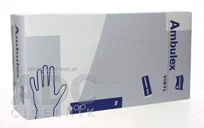 Ambulex rukavice VINYLOVÉ veľ. S, nesterilné, nepúdrované 1x100 ks