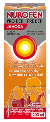 NUROFEN pre deti Jahoda sus por (PET fľ.+ dávk.trub.) 1x200 ml