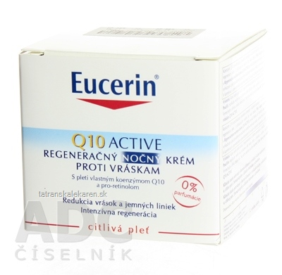 Eucerin Q10 ACTIVE nočný krém proti vráskam regeneračný na citlivú pokožku 1x50 ml