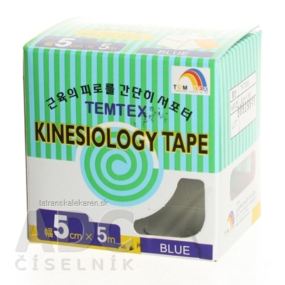 TEMTEX KINESOLOGY TAPE tejpovacia páska, 5 cm x 5 m, modrá 1x1 ks