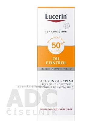Eucerin SUN OIL CONTROL SPF 50+ ochranný krémový gél na opaľovanie na tvár 1x50 ml