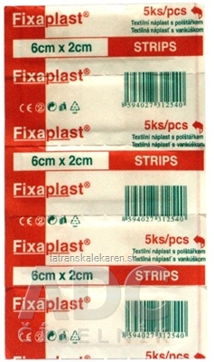 FIXAplast STRIPS náplasť textilná s vankúšikom 6x2 cm, 1x5 ks