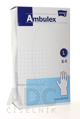Ambulex rukavice LATEXOVÉ veľ. L, nesterilné, pudrované 1x 100 ks