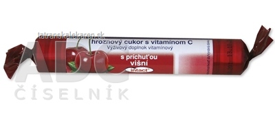 INTACT HROZNOVÝ CUKOR S VITAMÍNOM C s príchuťou višní (pastilky v rolke) 1x40g