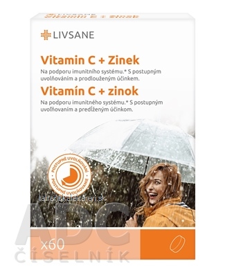 LIVSANE Vitamín C + Zinok tbl s postupným uvoľňovaním 1x60 ks