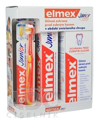 ELMEX JUNIOR SYSTÉM zubná kefka 1 ks + zubná pasta 75 ml + ústna voda 400 ml, 1x1 set