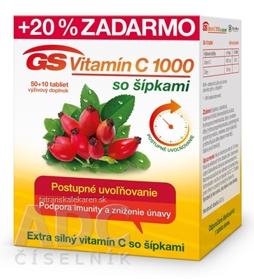 GS Vitamín C 1000 so šípkami 2016 tbl 50+10 (20 % zadarmo) (60 ks)
