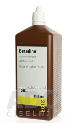Betadine dezinfekčné mydlo 75 mg/ml sol der (fl.plast.hnedá) 1x1000 ml
