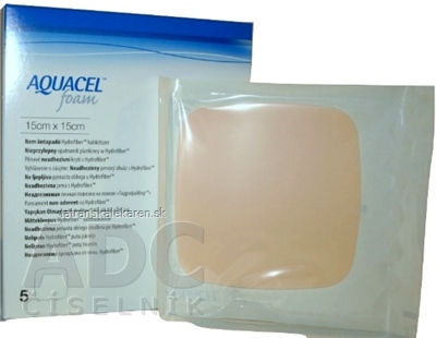 AQUACEL Foam Hydrofiber krytie na rany neadhezívne penové, 15x15 cm, 1x5 ks