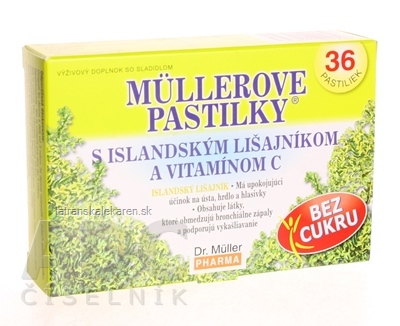 MÜLLEROVE PASTILKY S ISLAND. LIŠAJNÍKOM A VIT. C Bez cukru 1x36 ks