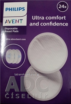 AVENT Ultra comfort PRSNÉ VLOŽKY jednorázové, absorpčné, laktačné, do podprsenky, 1x24 ks