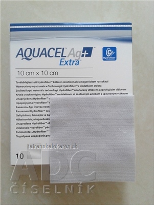 AQUACEL Ag+ Extra krytie na rany so striebrom so zosilneným účinkom, 10x10 cm, 1x10 ks