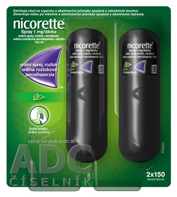 Nicorette Spray 1mg/dávka aer ors 150 dávok (fľ.PET+dávkovač) 2x13,2 ml