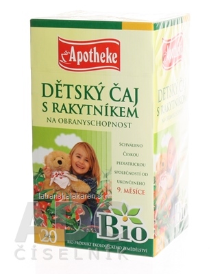 APOTHEKE BIO SELECTION DETSKÝ ČAJ S RAKYTNÍKOM (od ukončeného 9. mesiaca) 20x1,5 g (30 g)