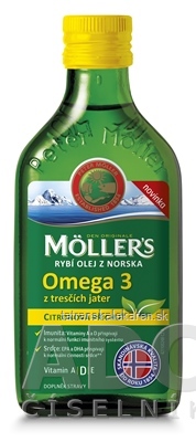 MOLLER´S Omega 3 RYBÍ OLEJ Citrónová príchuť z pečene tresiek 1x250 ml