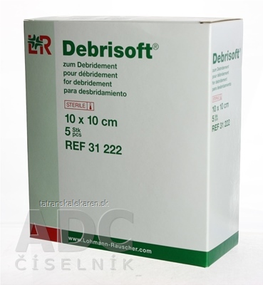 Debrisoft debridement rany (čistenie rany od nekrot. tkaniva), 10x10 cm, 1x5 ks