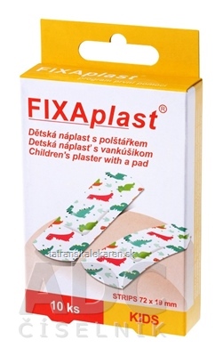 FIXAplast KIDS Detská náplasť strip s vankúšikom 72x19 mm, 1x10 ks