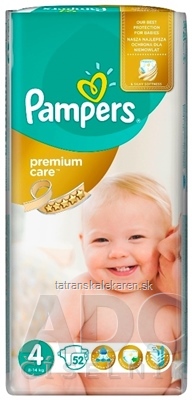 PAMPERS PREMIUM CARE 4 Maxi detské plienky (8-14 kg) 1x52 ks