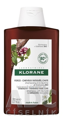 KLORANE SHAMPOOING À LA QUININE & EDELWEISS BIO šampón s chinínom a bio plesnivcom alpským 1x200ml