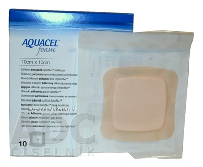 AQUACEL Foam Hydrofiber krytie na rany adhezívne penové, silikónový okraj, 10x10 cm, 1x10 ks