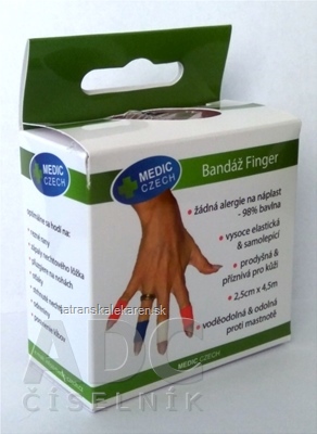 MEDIC Bandáž Finger Červená 2,5cm x 4,5m, náplasť elastická (rýchloobväz), 1x1 ks